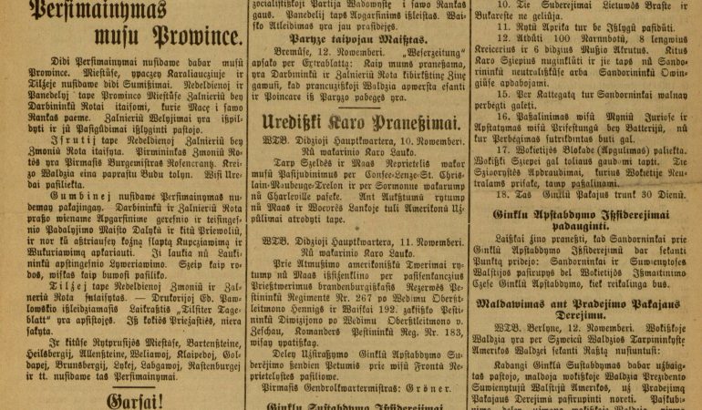 Viliaus Kučiaus redaguoto „Konservatyvų draugystės laiško“ titulinis puslapis 1918 m. lapkričio 15 d.