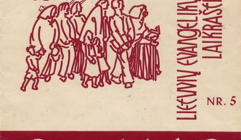 Vakarų Vokietijoje tuo metu leistas išeivijos Lietuvių evangelikų liuteronų bažnyčios laikraštis „Svečias“, 1959 m. Nr.5. Viršelio ir vinjetės autorius Algimantas Gintautas.